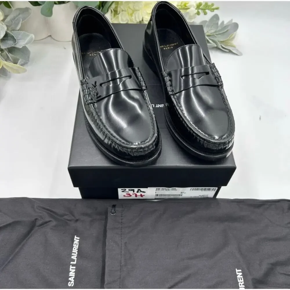 SOLD Women's Saint Laurent leather penny loafers size 37.5 made in Italy - Picture 3 of 13